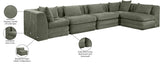 Newport Green 152" Chenille Fabric Upholstered 5-Piece L Shaped Modular Sectional - Ornate Home