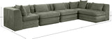 Newport Green 152" Chenille Fabric Upholstered 5-Piece L Shaped Modular Sectional - Ornate Home