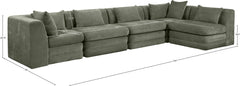Newport Green 152" Chenille Fabric Upholstered 5-Piece L Shaped Modular Sectional - Ornate Home