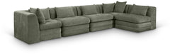 Newport Green 152" Chenille Fabric Upholstered 5-Piece L Shaped Modular Sectional - Ornate Home