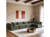 Newport Green 152" Chenille Fabric Upholstered 5-Piece L Shaped Modular Sectional - Ornate Home