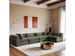 Newport Green 152" Chenille Fabric Upholstered 5-Piece L Shaped Modular Sectional - Ornate Home