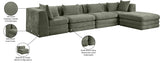 Newport Green 152" Chenille Fabric Upholstered 5-Piece Modular Sectional - Ornate Home