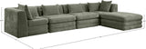 Newport Green 152" Chenille Fabric Upholstered 5-Piece Modular Sectional - Ornate Home