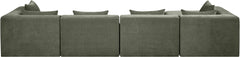 Newport Green 152" Chenille Fabric Upholstered 5-Piece Modular Sectional - Ornate Home