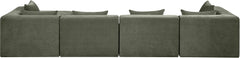 Newport Green 152" Chenille Fabric Upholstered 5-Piece Modular Sectional - Ornate Home