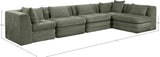Newport Green 152" Chenille Fabric Upholstered 5-Piece Modular Sectional - Ornate Home