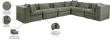 Newport Green 152" Chenille Fabric Upholstered 6-Piece L Shaped Modular Sectional - Ornate Home