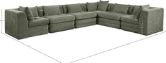 Newport Green 152" Chenille Fabric Upholstered 6-Piece L Shaped Modular Sectional - Ornate Home