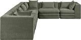 Newport Green 152" Chenille Fabric Upholstered 6-Piece L Shaped Modular Sectional - Ornate Home