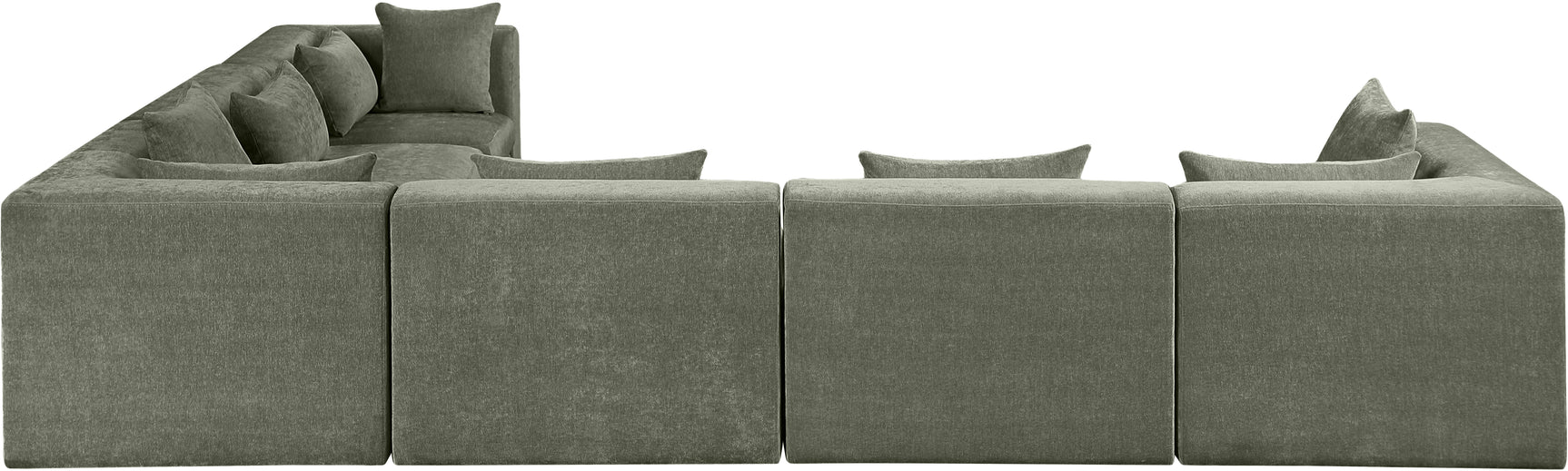 Newport Green 152" Chenille Fabric Upholstered 6-Piece L Shaped Modular Sectional - Ornate Home