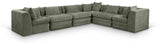 Newport Green 152" Chenille Fabric Upholstered 6-Piece L Shaped Modular Sectional - Ornate Home