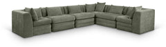 Newport Green 152" Chenille Fabric Upholstered 6-Piece L Shaped Modular Sectional - Ornate Home