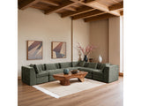 Newport Green 152" Chenille Fabric Upholstered 6-Piece L Shaped Modular Sectional - Ornate Home