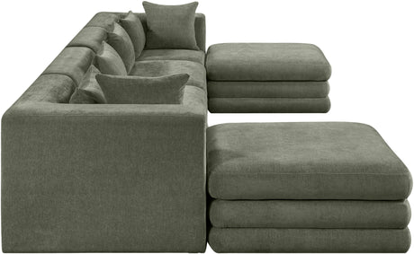 Newport Green 152" Chenille Fabric Upholstered 6-Piece Modular Sectional - Ornate Home