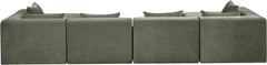 Newport Green 152" Chenille Fabric Upholstered 6-Piece Modular Sectional - Ornate Home