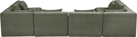 Newport Green 152" Chenille Fabric Upholstered 6-Piece Modular Sectional - Ornate Home