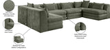 Newport Green 152" Chenille Fabric Upholstered 6-Piece U Shaped Modular Sectional - Ornate Home