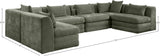 Newport Green 152" Chenille Fabric Upholstered 6-Piece U Shaped Modular Sectional - Ornate Home