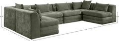 Newport Green 152" Chenille Fabric Upholstered 6-Piece U Shaped Modular Sectional - Ornate Home