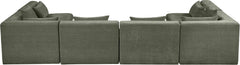 Newport Green 152" Chenille Fabric Upholstered 6-Piece U Shaped Modular Sectional - Ornate Home