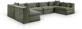Newport Green 152" Chenille Fabric Upholstered 6-Piece U Shaped Modular Sectional - Ornate Home