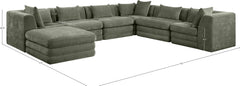Newport Green 152" Chenille Fabric Upholstered 7-Piece Modular Sectional - Ornate Home