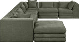 Newport Green 152" Chenille Fabric Upholstered 7-Piece Modular Sectional - Ornate Home