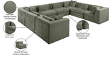 Newport Green 152" Chenille Fabric Upholstered 8-Piece Modular Sectional - Ornate Home