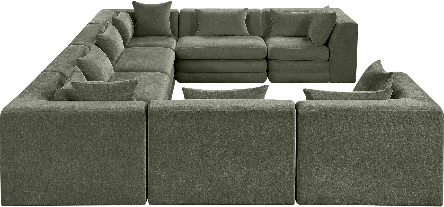 Newport Green 152" Chenille Fabric Upholstered 8-Piece Modular Sectional - Ornate Home
