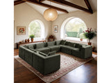 Newport Green 152" Chenille Fabric Upholstered 8-Piece Modular Sectional - Ornate Home