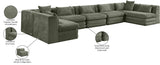 Newport Green 190" Chenille Fabric Upholstered 7-Piece Modular Sectional - Ornate Home