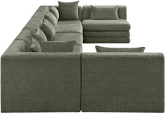 Newport Green 190" Chenille Fabric Upholstered 7-Piece Modular Sectional - Ornate Home