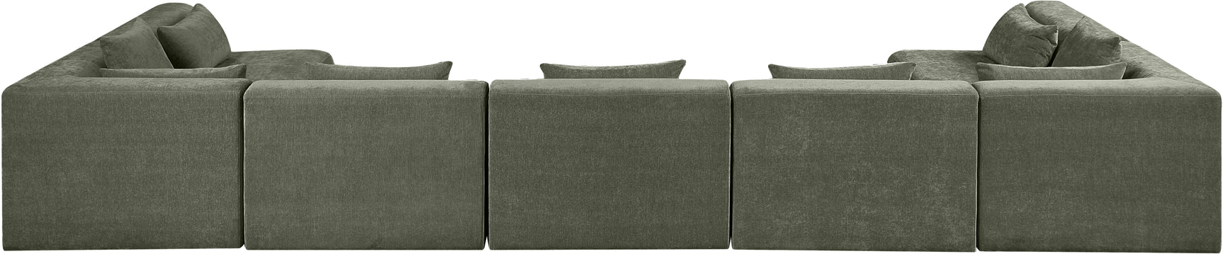 Newport Green 190" Chenille Fabric Upholstered 7-Piece Modular Sectional - Ornate Home