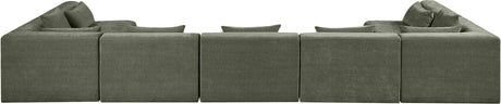 Newport Green 190" Chenille Fabric Upholstered 7-Piece Modular Sectional - Ornate Home