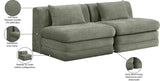 Newport Green 76" Chenille Fabric Upholstered 2-Piece Armless Modular Loveseat - Ornate Home