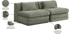 Newport Green 76" Chenille Fabric Upholstered 2-Piece Armless Modular Loveseat - Ornate Home