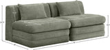 Newport Green 76" Chenille Fabric Upholstered 2-Piece Armless Modular Loveseat - Ornate Home