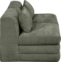 Newport Green 76" Chenille Fabric Upholstered 2-Piece Armless Modular Loveseat - Ornate Home