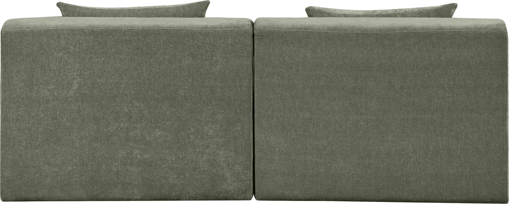 Newport Green 76" Chenille Fabric Upholstered 2-Piece Armless Modular Loveseat - Ornate Home