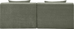 Newport Green 76" Chenille Fabric Upholstered 2-Piece Armless Modular Loveseat - Ornate Home