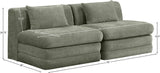 Newport Green 76" Chenille Fabric Upholstered 2-Piece Modular Loveseat - Ornate Home