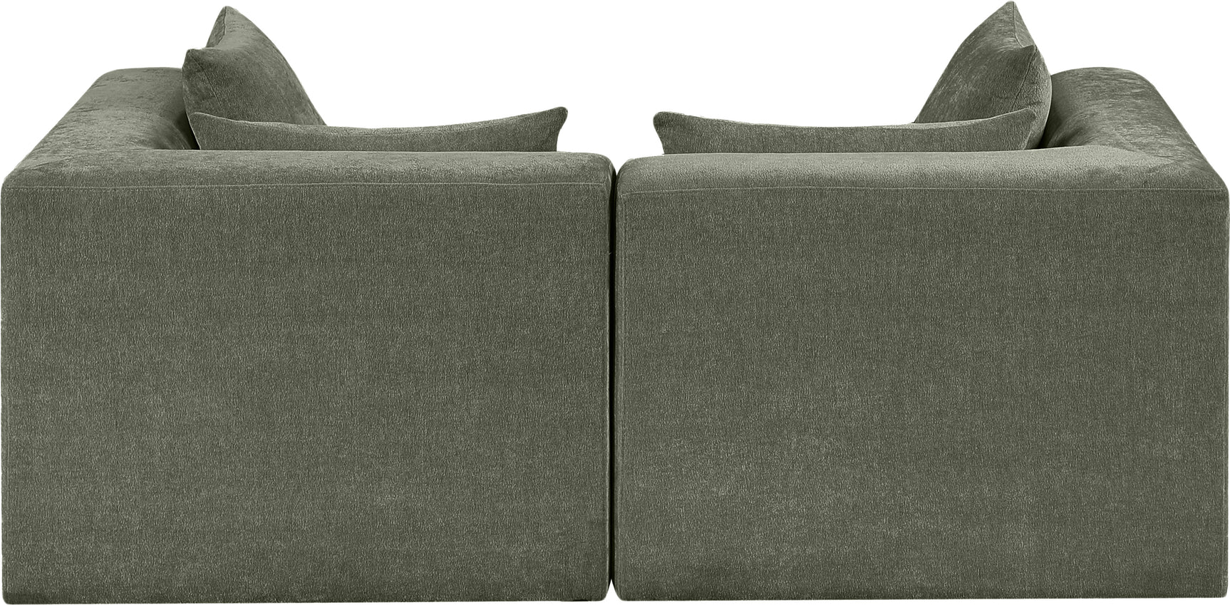Newport Green 76" Chenille Fabric Upholstered 2-Piece Modular Loveseat - Ornate Home