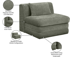 Newport Green Fabric Upholstered Modular Armless Chair - Ornate Home
