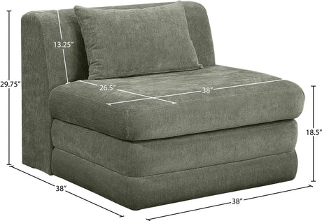 Newport Green Fabric Upholstered Modular Armless Chair - Ornate Home