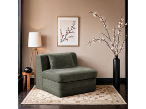 Newport Green Fabric Upholstered Modular Armless Chair - Ornate Home