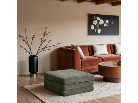 Newport Green Fabric Upholstered Modular Ottoman - Ornate Home