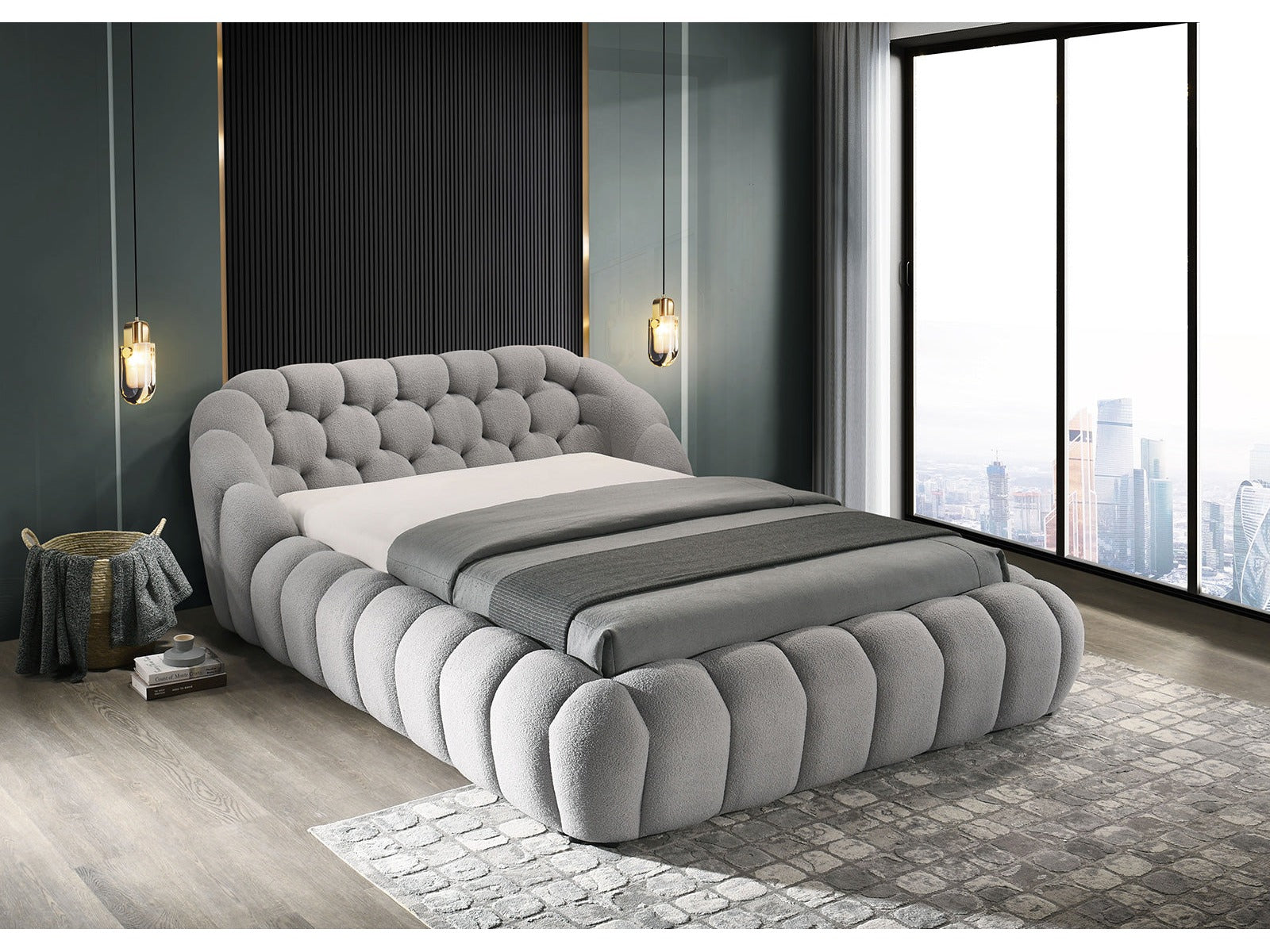 Newquay Gray Eastern King Bed - Ornate Home