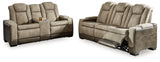 Next-Gen DuraPella Dual Tone Sand Power Reclining Sofa and Loveseat - Ornate Home