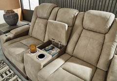 Next-Gen DuraPella Dual Tone Sand Power Reclining Sofa and Loveseat - Ornate Home